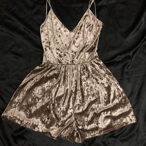 Silver/tan velvet romper